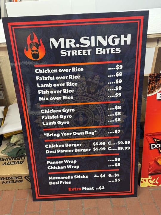 Food Cart Menu Printed and wrapped