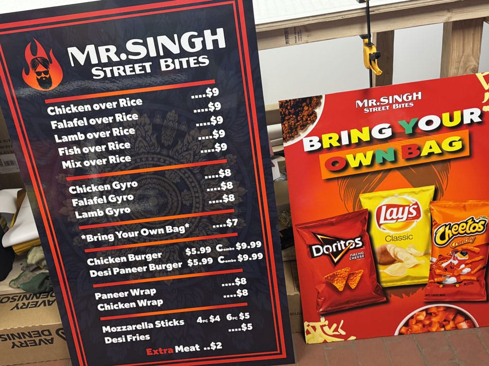 Food Cart Menu and items