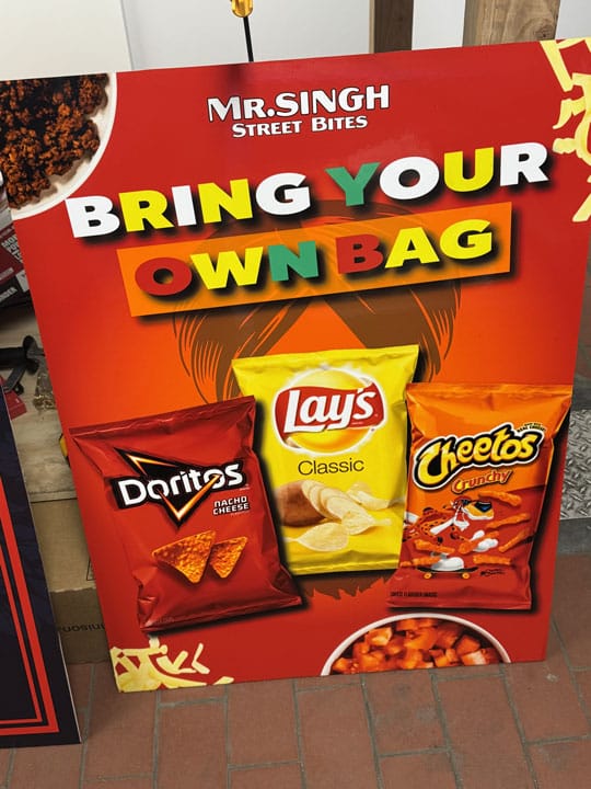 Food Cart Menu chips items